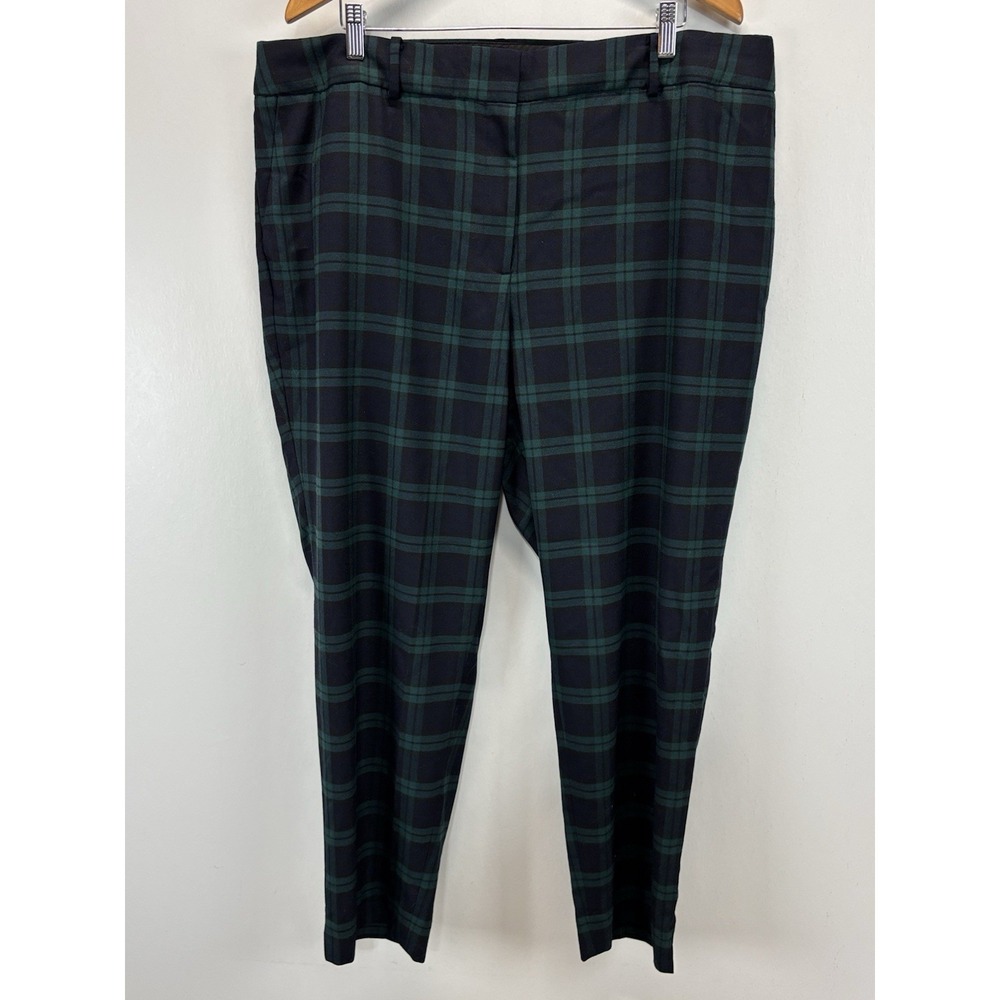 NEW! Talbots High Waist Hampshire Ankle Pants Women's 22W Plus Wool Plaid Navy
